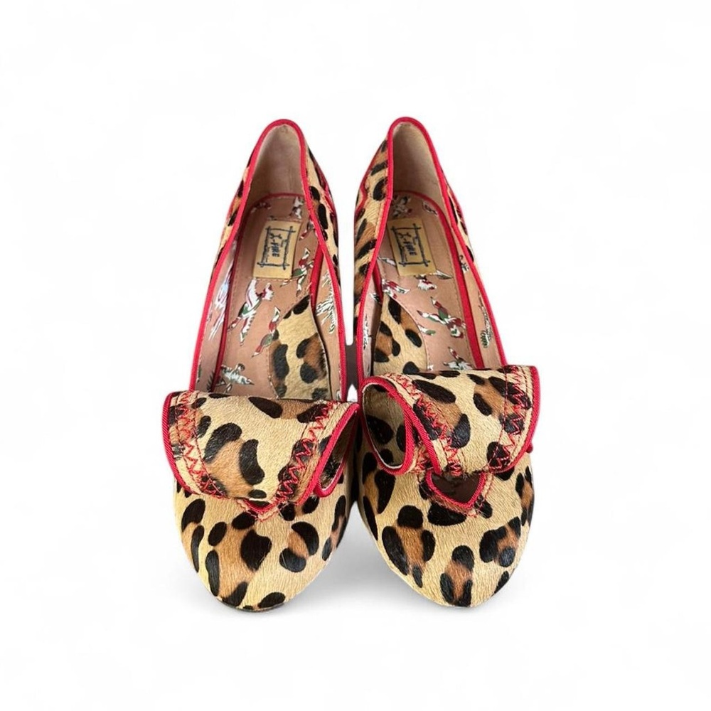 Miss L Fire Shoes | Miss L Fire Leopard Print Heels with Red Trim - Picture 4 of 8